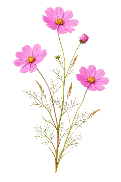 Pink Cosmos Flowers motif